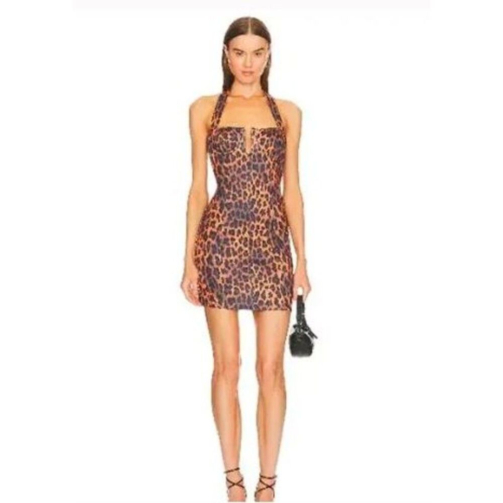 Victor Glemaud Women's Leopard Bustier Bondage Dress XS NWT 298